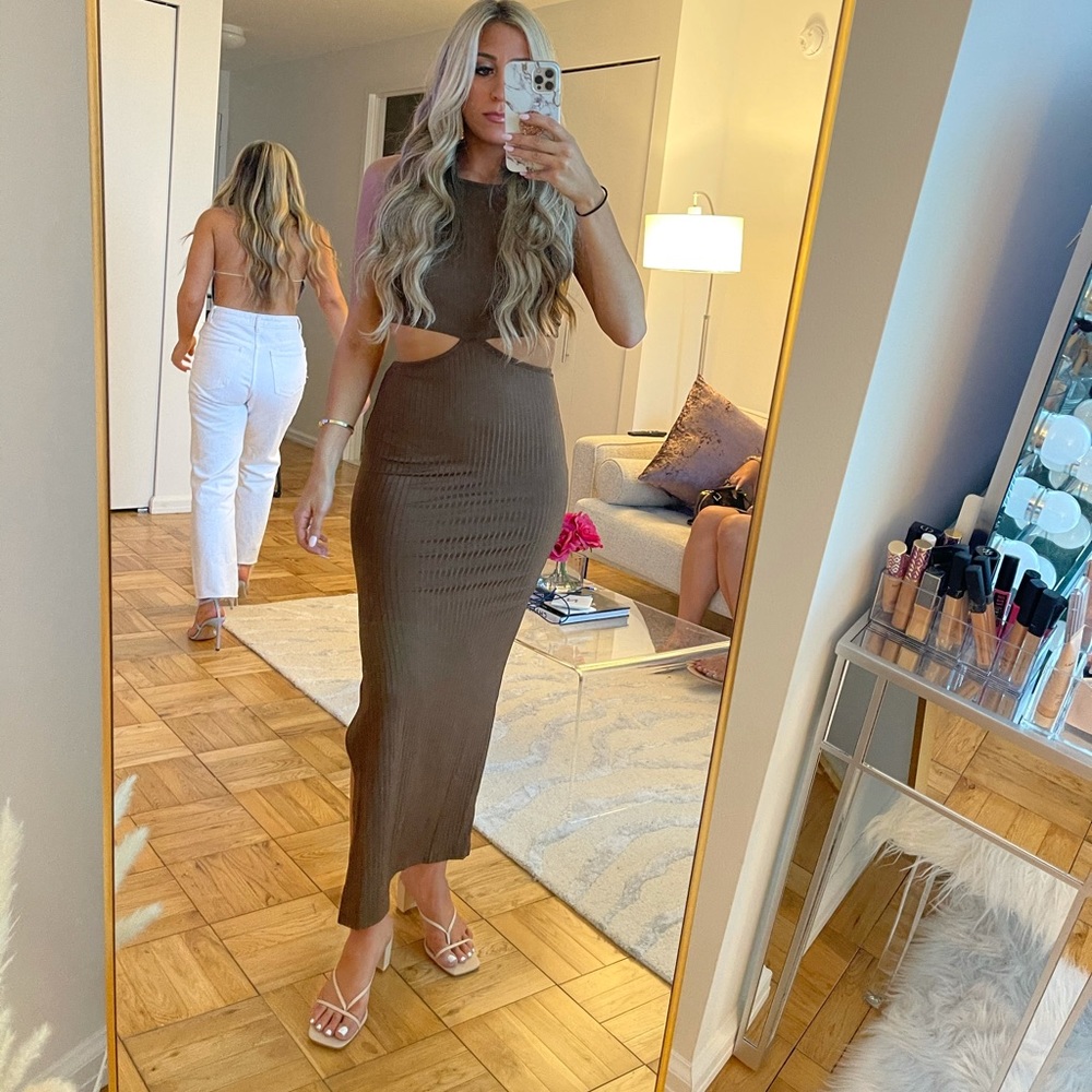 Brown cut out dress